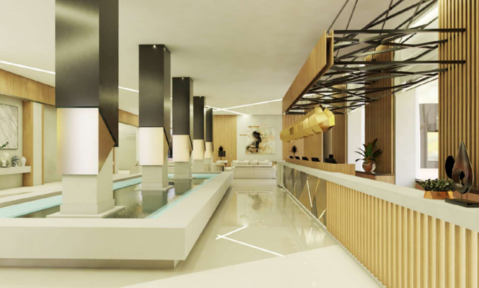 Área do balcão de recepção no lobby